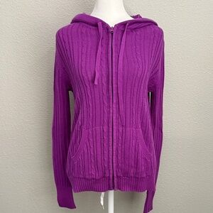 Faded Glory Women's Vibrant Purple Hooded Cardigan